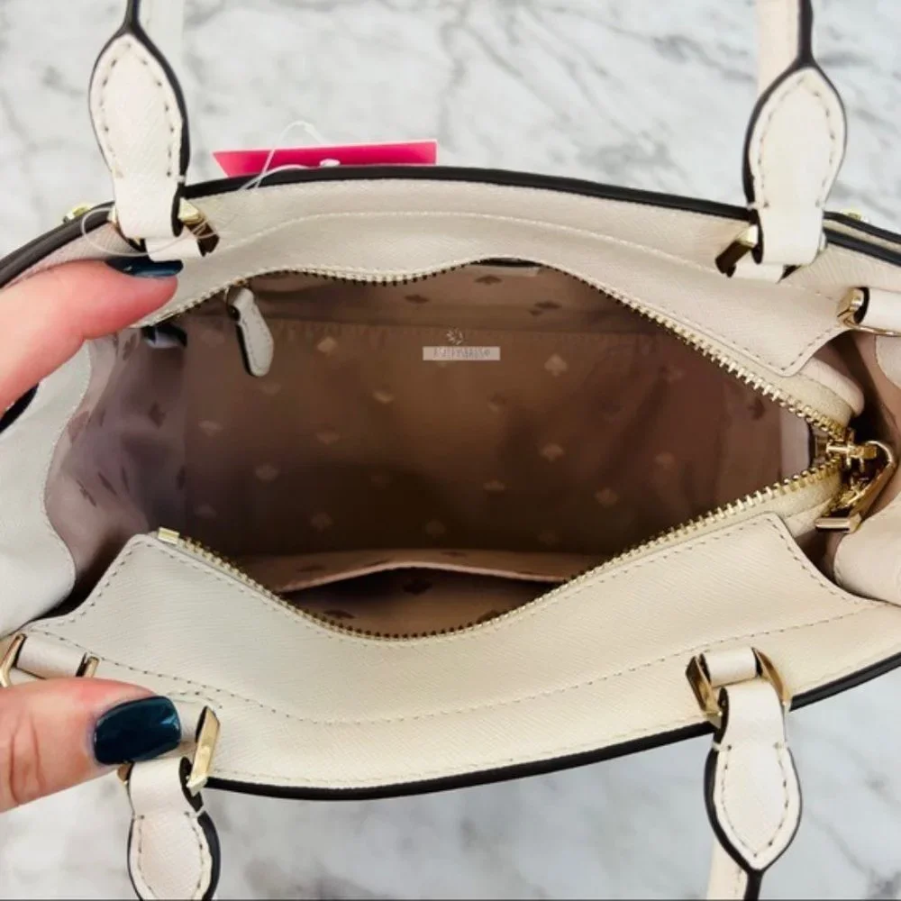 Kate Spade Staci Parchment White Small Satchel Crossbody - Picture 8 of 11